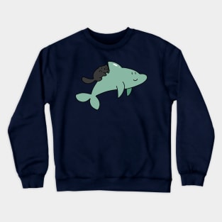 Dolphin and Black Cat Crewneck Sweatshirt